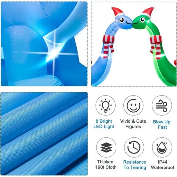 🆕12FT Christmas Inflatable Double Dinosaur Built-in LED Yard Outdoor Decoration - Picture 6 of 8